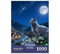 French Blue Cat 1000-Piece Jigsaw Puzzle for Adults Challenging Puzzles Fun, Challenging & Brainteasing Games for Adults And Kids Age 12 Years Up Home Decoration Puzzle 38x26cm/1000pcs