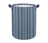 French Blue Stripes Mattress Ticking Laundry Baskets Laundry Hamper Waterproof Foldable Storage Bin Dirty Clothes Laundry Basket for Living Room Bathroom