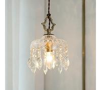 French Brass Retro Crystal Chandelier Modern Crystal Raindrop Pendant Lighting Modern Flush Mount Ceiling Light Fixture for Dining/Living Room Bedroom Cafe Hotel Change for the better