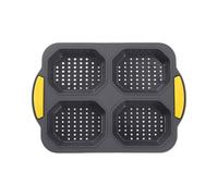 French Bread Pan,4-Slot Open Hole French Rocher Bread, Baking Tray Non-Stick Loaf Pan for Baking Tool Dvj696 (Grey, 25.5x18cm)