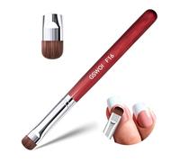 French Brush for Nails & Clean Up Brush for Gel Nail Polish | Dual-Use Wooden Handle Nail Brush for Acrylic, Polygel, Builder Gel | Professional Nail Art Brushes for French Tips, Cleaning (F16)