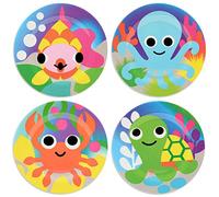 French Bull 8" Kids Plate Set of 4 - BPA Free, Durable, Indoor and Outdoor - Ocean