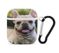 French Bull-dog Compatible with Airpod 1/2 Case PC Scratch-Resistant Drop-Proof Protective Cover with Keychain White-style
