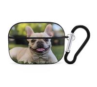 French Bull-dog Compatible with Airpod Pro Case PC Scratch-Resistant Drop-Proof Protective Cover with Keychain Black-style