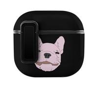French Bull Dog Hard Shell Case Skin Accessories Cover with Secure Lock Clip Compatible with AirPods 4