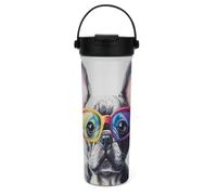 French Bull Dog with Glasses 20 Oz Tumbler Handle Straw Infuser Lid