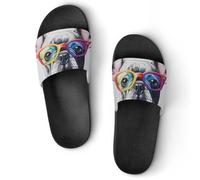 French Bull Dog with Glasses House Slippers Shower Slides Shoes