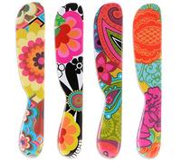 French Bull FRB-035SDS 6" Melamine Butter Spreader 4-Piece Set-Designer Fun Vibrant Colorful Knives for Cream Cheese, Jam, Jelly, Mayo, Frosting, Sandwich-Shatterproof BPA Free Dishwasher Safe, Floral
