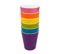 French Bull Melamine 16oz Tumblers - Colorful Assorted Set of 6, Stackable, Dishwasher safe, BPA-free, dringking cups