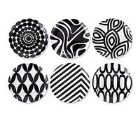 French Bull Melamine Assorted Plates-6 Piece Set -Melamine Dinnerware-Platter, Serving, Party, Platter, Dish (6" Appetizer Plate, Black & White)