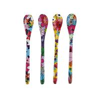 French Bull Melamine Assorted, Tablespoon, Spoon, Set of 4 for Coffee, Milk Powder, Seed, Spices, Ice Cream, Yogurt, Stirring, Mixing, Sugar, 7"" Dessert (Garden Floral)