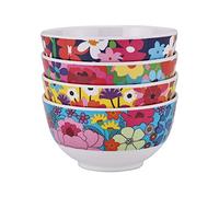 French Bull Melamine Mini Bowls, 4-Piece Set, 10 Fluid Ounces, Small Serving Bowl - Snack Condiment Dipping Sauce Dessert Ice Cream- Shatter Proof, BPA Free, 4.5” x 2.35", Garden Floral