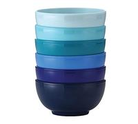 French Bull Melamine Mini Bowls for Snacks, Side Dishes, Dessert, Dipping Sauces or Ice Cream - Colorful Assorted Set of 6-10 Ounce - 4" Bowls - Shades of Blue