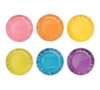 French Bull - Multicolor Melamine Plate - for Appetizers and Desserts - Fringe, Set of 6 Assorted