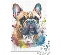 French Bulldog 1 1000 Pieces Wooden Puzzles for Adults Jigsaw Puzzles Educational Game Challenge Toy 1000pcs (75x50cm)