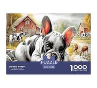 French Bulldog 100% Recycled Cardboard Bulldog in Rural Setting 1000Pc Jigsaw Puzzles Adults Unique Classic Educational Games 52x38cm/1000pcs