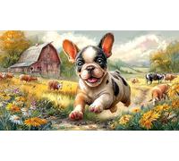 French-Bulldog 1000 Piece Adult Jigsaws Fun Present & Activity for Home Educational Game Challenge Challenging Puzzles for Women, Gifts for Men 38x52/1000pcs