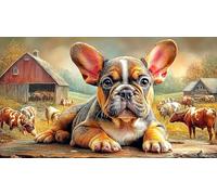 French-Bulldog 1000 Piece Adult Jigsaws Fun Present & Activity for Home Educational Game Challenge Challenging Puzzles for Women, Gifts for Men 70x50/1000pcs