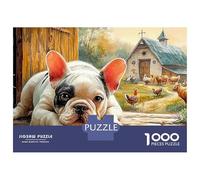 French Bulldog 1000 Piece Extra-Thick Cardboard DIY Jigsaw for Family Lovers, Fun Challenging Game, Beautiful Wall Decoration, for All 38x26cm/1000pcs