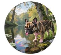 French Bulldog 1000 Piece Jigsaw Pet Dog Round Jigsaw for Adults And Kids Colorful Unique Challenge Games Scene Creative 1000pcs (67.5x67.5cm)