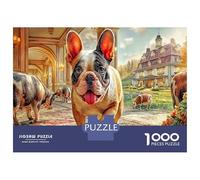 French Bulldog 1000 Piece Jigsaw Puzzle Grand Chateau Hall Concentration Training Leisure Time Perfect for Family Weekend Activities 38x26cm/1000pcs