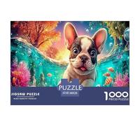 French Bulldog 1000 Piece Jigsaw Puzzle Sustainable Challenge Jigsaw Pet Puzzle Games for The Whole for Women Teens Premium Gift 38x26cm/1000pcs