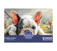 French Bulldog 1000 Piece Jigsaw Puzzles Family Game Challenge High Difficulty Educational Game for Adults & Kids Age 12 Years Up 38x26cm/1000pcs