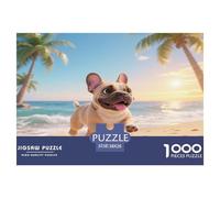 FRENCH BULLDOG 1000 Piece Jigsaw Puzzles Fun Challenging Modern Pet Dog Classic Educational Games Perfect for Relaxation For Children And Adults Aged 14 And Over 38x26cm/1000pcs