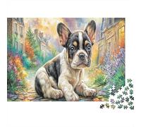 French Bulldog 1000 Piece Puzzle Autumn Garden for Relaxation First-Time Jigsaw Users Memory Improvement Small Gift Idea 70x50cm/1000pcs