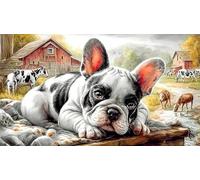 French-Bulldog 1000 Piece Recycled Paper Jigsaw Puzzle Fun Present & Activity for Home Educational Game Decompression Great Gift Idea for Wall Decoration and Gifts 38x52/1000pcs