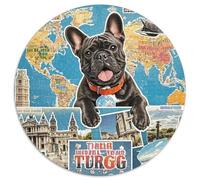 FRENCH BULLDOG 1000 Piece Round Jigsaw Puzzles Creative Dog Seeking A Challenging And Relaxing Activity Games for Adults And Kids 1000pcs (67.5x67.5cm)
