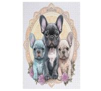 French Bulldog 1000 Piece Wooden Jigsaw Puzzles for Adults Puzzle Learning Educational Toys Family Games for Kids Jigsaws （78×53cm）
