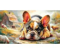 French-Bulldog 1000 Pieces Challenging Puzzles Recycled Paper Jigsaw Puzzle for Adults Wall Decoration and Gifts Educational Game Decompression 38x52/1000pcs