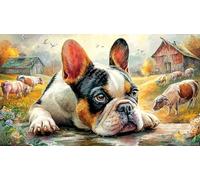 French-Bulldog 1000 Pieces Challenging Puzzles Recycled Paper Jigsaw Puzzle for Adults Wall Decoration and Gifts Educational Game Decompression 38x26/1000pcs