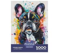 FRENCH BULLDOG 1000 Pieces Jigsaw Puzzles Cute Animal Jigsaw Puzzles for Kids Staycation Kill Time Wall Decoration Educational Games Gifts Age 14+ ForAdults 70x50cm/1000pcs