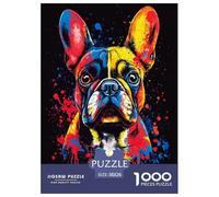 FRENCH BULLDOG 1000 Pieces Jigsaw Puzzles Cute Animal Jigsaw Puzzles for Kids Staycation Kill Time Wall Decoration Gifts for Men Age 14+ ForAdults 38x26cm/1000pcs