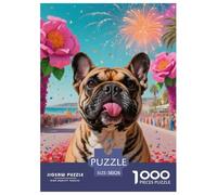 FRENCH BULLDOG 1000 Pieces Jigsaw Puzzles Cute Pets Jigsaw Puzzles for Kids Staycation Kill Time Wall Decoration Puzzle Gifts for Women Age 14+ ForAdults 38x26cm/1000pcs