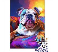 French Bulldog 1000 Pieces Jigsaw Puzzles for Adults Creative Rectangular Jigsaw Paper Puzzles Game Brain Teasers Toy 1000pcs (38x26cm)