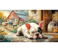 French-Bulldog 1000 Pieces Jigsaw Puzzles Recycled Paper Fun and Challenging Family Game Puzzle Game Great Gift Idea for Decompression 70x50/1000pcs