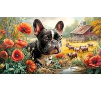 French-Bulldog 1000 Pieces Jigsaw Puzzles Recycled Paper Fun and Challenging Family Game Puzzle Game Great Gift Idea for Decompression 38x52/1000pcs