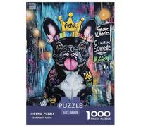 FRENCH BULLDOG 1000 Pieces Premium Jigsaw Age 14+ for Adults Cool Collage Effect, Home Decoration, Educational, Challenging Puzzle Games 38x26cm/1000pcs