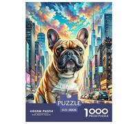 French Bulldog 1000 Pieces Premium Jigsaw Puppy Age 3+ Quirky, Abstract Design, Home Decoration, Educational, Challenging Puzzle Games 38x26cm/1000pcs