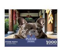 French Bulldog 1000 Pieces Small Animal Dogs Jigsaw Puzzles with Paper Art Perfect for Relaxation for Adults And Kids Age 12 Years Up Stunning Puzzle 38x26cm/1000pcs