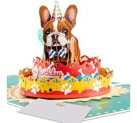 French Bulldog 3D Pop-Up Birthday Card - Fun Dog-Themed Party Card with Envelope & Blank Note for Dog Lovers, Gift for Daughter, Wife, Mother, Sister, Bestie & More