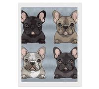 French Bulldog 5D Round Drill Diamond Painting Kit Canvas Version, DIY Diamond Art Craft For Adults Beginners, Shiny Resin Diamond Art Canvas Set, DIY Full Drill, Waterproof Wall Decor Gift 12"x16"