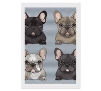 French Bulldog 5D Round Drill Diamond Painting Kit Canvas Version, DIY Diamond Art Craft For Adults Beginners, Shiny Resin Diamond Art Canvas Set, DIY Full Drill, Waterproof Wall Decor Gift 8"x12"