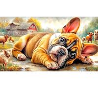 French-Bulldog Adult Jigsaws 1000 Piece Puzzle Game Challenging Puzzles for Wall Decoration and Gifts Great Gift Idea Educational Games 38x52/1000pcs