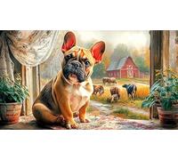 French-Bulldog Adult Jigsaws Puzzle 1000 Piece Educational Games Fun Present & Activity for Home Challenging Puzzles for Relaxation, Creativity & Gift Giving 38x52/1000pcs