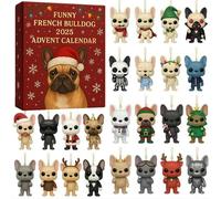 French Bulldog Advent Calendars,24 Days Advent Dog Pendant Christmas Calendar,Dogs Ornaments Christmas Tree Decorations Countdown Calendar for Dogs Lovers and Families (C)