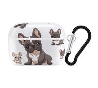 French Bulldog Airpod Pro Case AirPods 2 Case for Women Hard Shell Protective Cover with Carabiner Keychain Compatible with AirPods Case 2nd 1st Generation, Front LED Visible White
